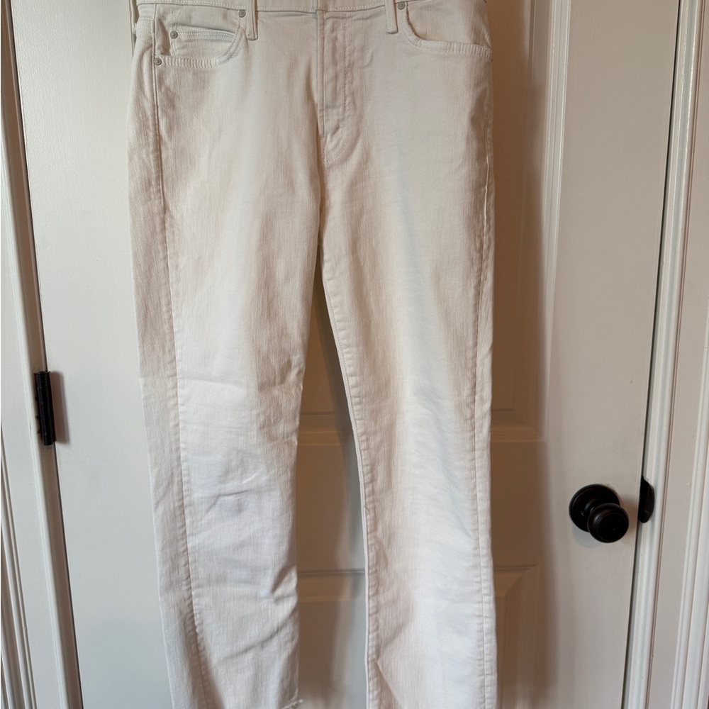 MOTHER Women's Cream Straight Leg Jeans